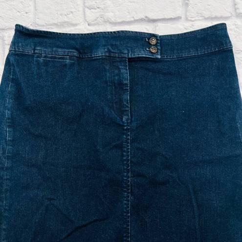 Talbots  Denim Mini Skirt Women's 12 Petite Dark Wash Stretch‎ Double Button