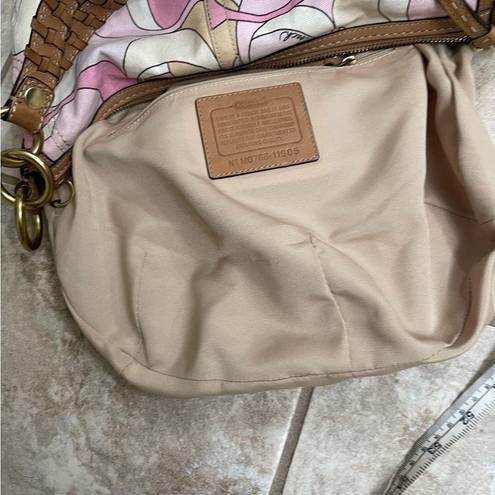 Coach  hobo canvas bag y2k pink shoulder purse
 Top zip pink white