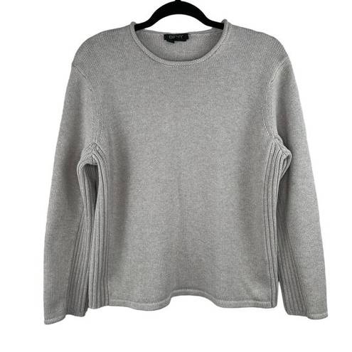 DKNY  Light Gray Rounded Crew Neck Heavy Sweater Oversized Large