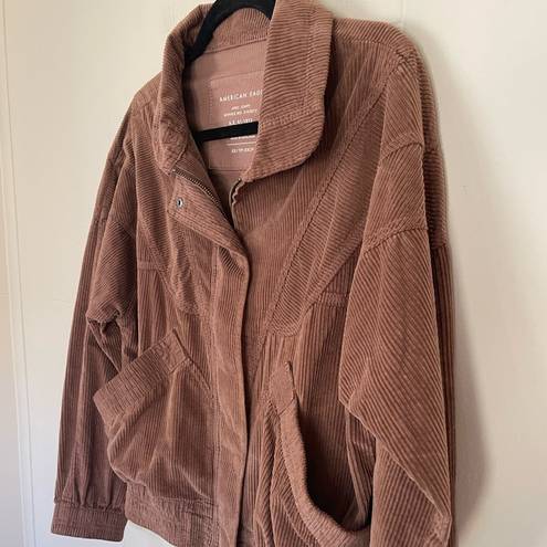 American Eagle  Outfitters Brown Corduroy Zip Up Bomber Jacket ~ Women’s Sz XS