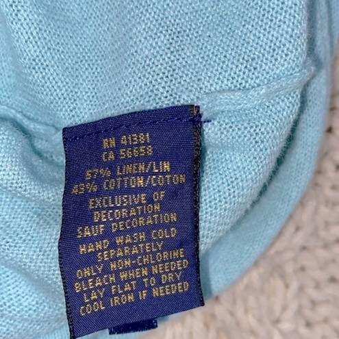 Polo  Ralph Lauren blue knit sweater size small purple horse logo