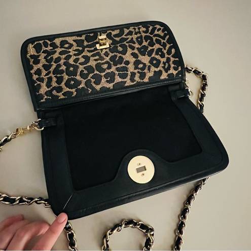 Tory Burch Adalyn Leopard Raffia Clutch Bag with Removable Crossbody Strap