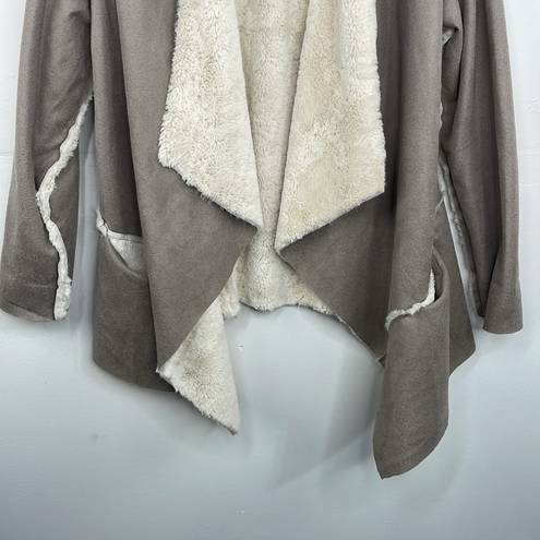 Cavalini  Gray Faux Suede Faux Fur Jacket Size Medium