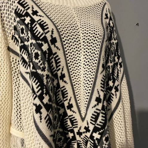 Madberry Shawl Sweater Crochet See Through Pullover Size L