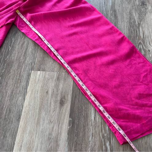 H&M  bright pink linen blend wide leg pants