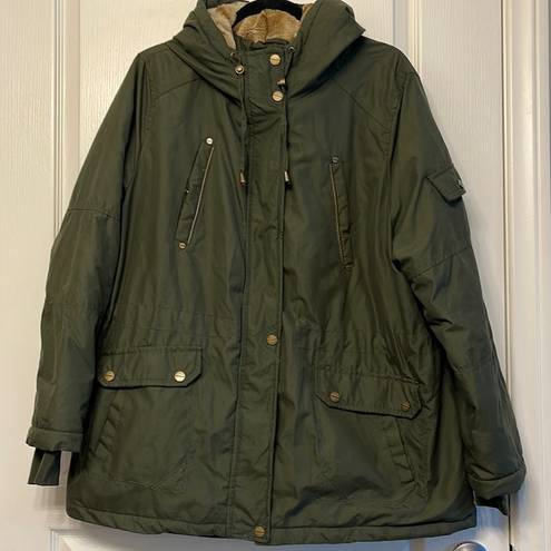 Celebrity Pink Women's  Army Green Olive Bomber Jacket Hooded Size Large EUC