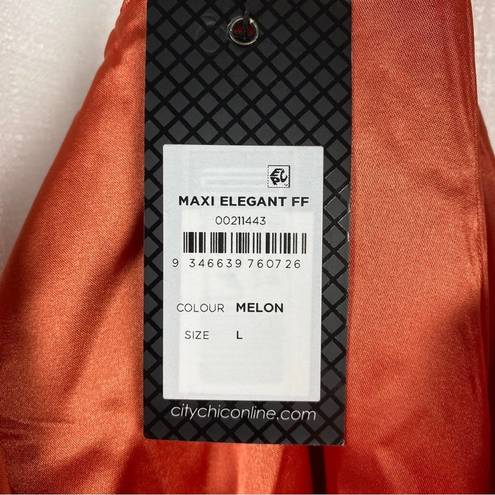 City Chic  Melon Orange Elegant Maxi Dress Sz.L(20) NWT