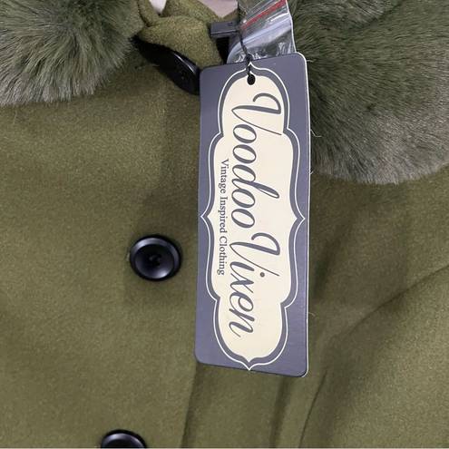 Modcloth NWT  Voodoo Vixen Air of Sophistication Coat Size 12/14 Olive Green