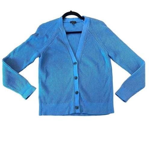 Talbots  blue shaker knit vneck cardigan size small