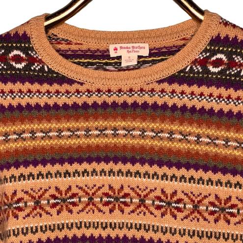 Brooks Brothers  Red Fleece Sz Small Merino Wool Blend Sweater Fair Isle Classic