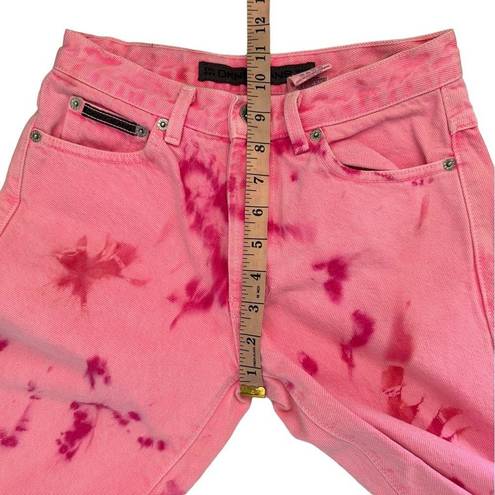 DKNY Vintage  High Waisted Mom Jeans Tie Dye Acid Wash Pink Jeans size 2