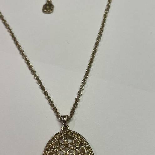 Monet  Costume Necklace Gold Tone / Rhinestone Pendant