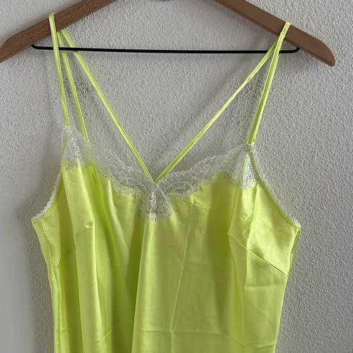 Victoria's Secret  Bright Lime Green Slip Dress Lingerie Nightie Large