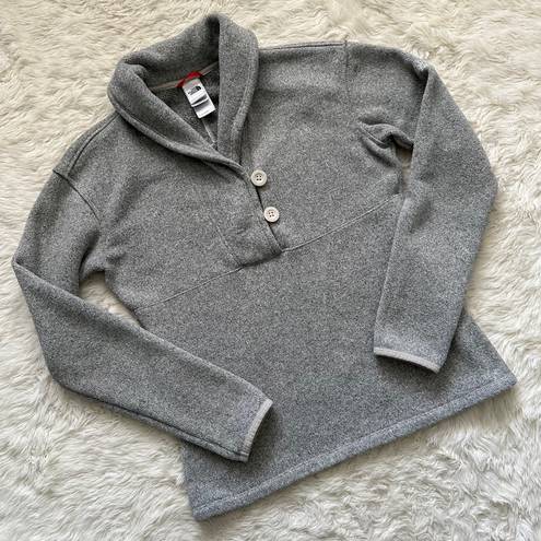 The North Face TNF Sweater 2 Button Shawl Collar Long Sleeve Pullover Gray S