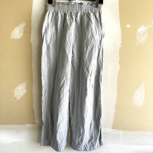 Madewell  Smocked Huston Pull-On Full-Length Pants in Double Stripe Linen White S