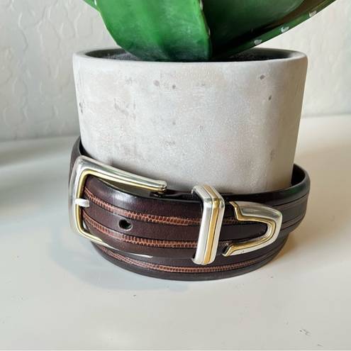 Brighton  Onyx Vintage Leather Two Tone Mixed Metal Belt