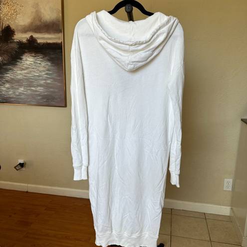 n:philanthropy N philantrophy white hooded long zip up oversized distressed hem size XS