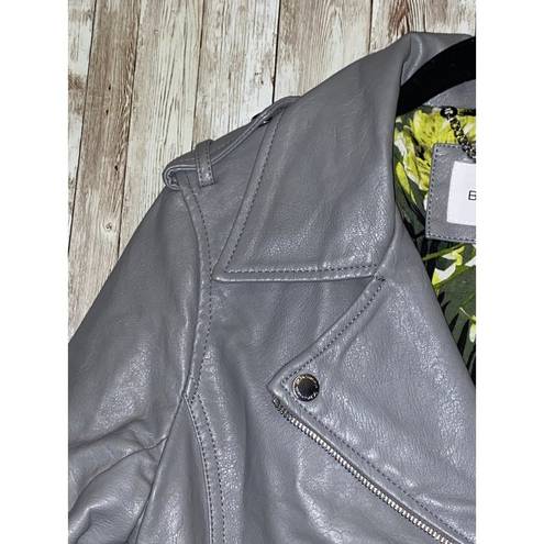 BCBGeneration  BCBG Gray Faux Leather Motorcycle Biker Moto Coat Jacket Size Smal