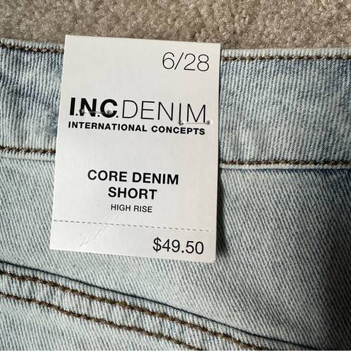 INC  core denim raw hem shorts size 6 NEW