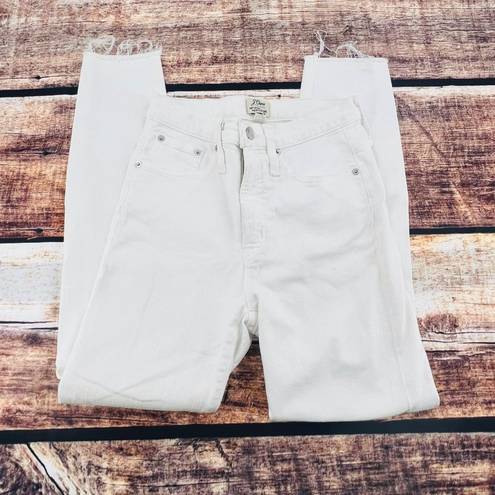 J.Crew  Jeans Women's Size 26 White Frayed Hem 10" High Rise Toothpick Skinny