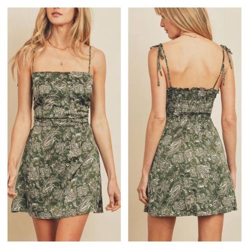 Dress Forum  Paisley Tie Shoulder Mini Dress in Green