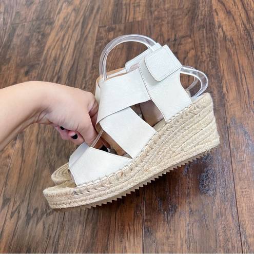 Eileen Fisher  • Willow Espadrille Wedge Sandal beige Bone leather jute heel