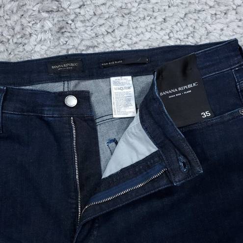Banana Republic  Premium Denim High Rise Flare Jeans Blue Dark Wash Plus Size 35