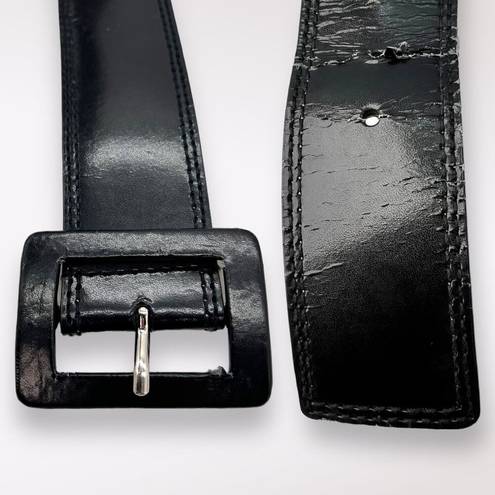 Anne Klein Black Leather Belt Chunky Thick Wide Medium ‼️FLAWED‼️