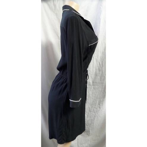 The Loft "" BLACK & IVORY COLLARED BUTTON DOWN BLOUSON LONG SLEEVES DRESS SIZE: S NWT