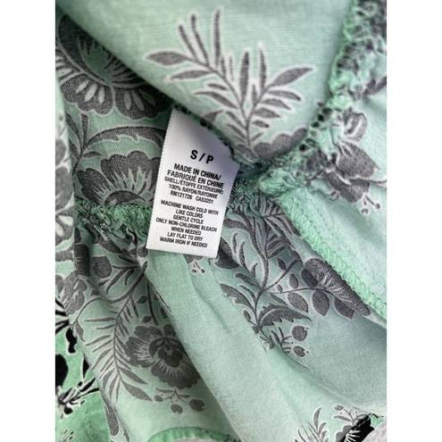 Prince And Fox  Women's Dress Sleeveless Blue Teal Size Small Floral Faux Wrap Fron