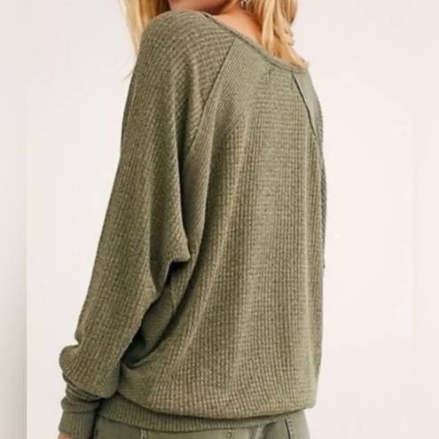 We The Free Free People Santa Clara Thermal Shirt Top Long Sleeve Green size L