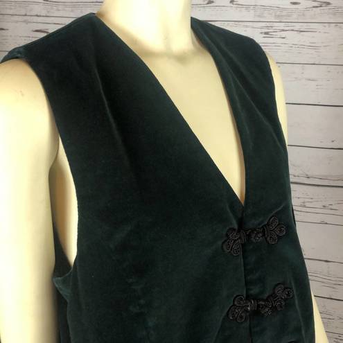 Karen Scott Vintage  green velvet vest with frog closure