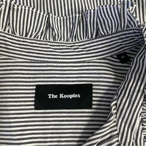 The Kooples  Women’s Medium Ruffle Stripe Button Down Long Sleeve Pinstripe Shirt