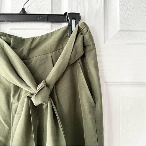 Anthropologie  Coquille Olive Green Soft Paperbag Tie Waist Casual Jogger Pants 8