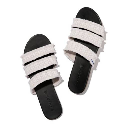 Rothy's  Triple Band Fringe Sandals Seashell Sea Shell Slides Neutral Slip On 10.5