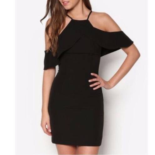 Bardot  Women’s Black Ruffle Off the Shoulder Sleeve Tank Mini Dress