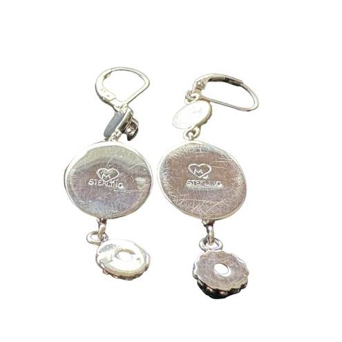 ma*rs New  and Valentine Vintage Sterling Silver Pearl Rose Crystal Dangle Earring