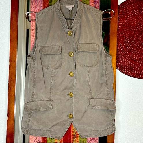 J.Jill  Safari Green Tencel Utility Button Up Vest Shirt size Small