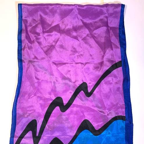 Oscar de la Renta 80s  Studio Colorful Squiggle Silk Scarf