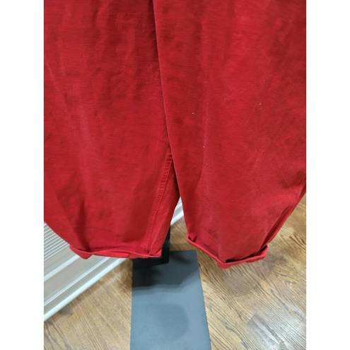 Terra & Sky  Women's Solid Red Cotton Mid Rise Pull on Casual Capri Pant Size 5X