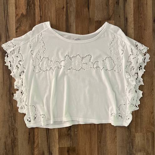 Pilcro Anthropologie White Eyelet Tee