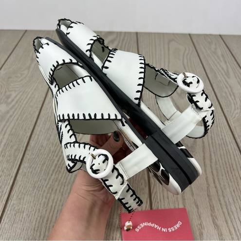 Farm Rio  Whipstitch Embroidered Palm Tree Vegan Sandals 9.5 Black & White $195