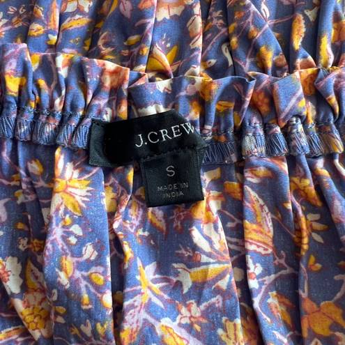 J.Crew  Purple Floral Organic Cotton Stretchy Button Down Crop Top