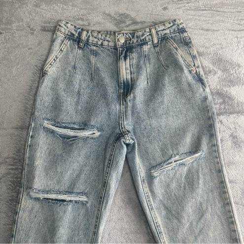 Tally Weijl  High Waist Distressed Mom Jeans Acid Wash