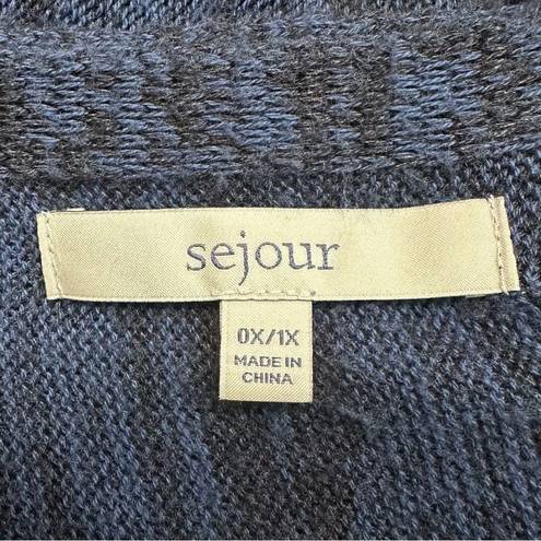 Sejour Silk Blend Blue Heather Knit Poncho Women’s Sweater Size 1X