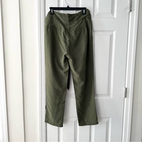 Anthropologie  Coquille Olive Green Soft Paperbag Tie Waist Casual Jogger Pants 8