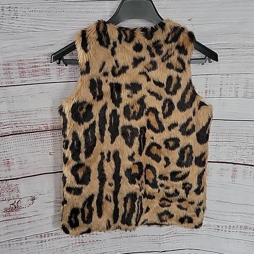 Romeo + Juliet Couture  Tan Black Animal Print Faux Fur Women's Vest Size Small