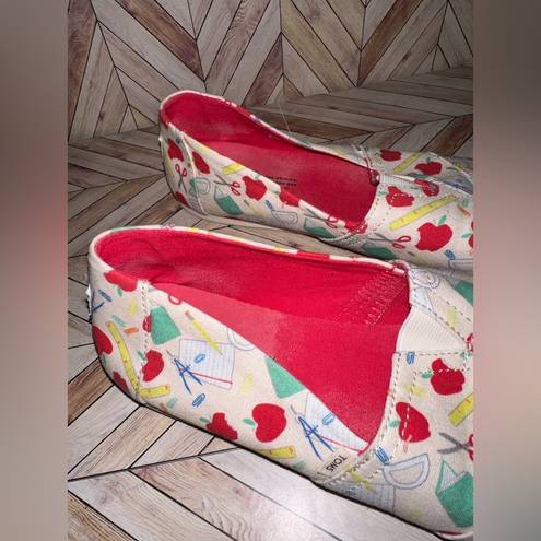 Toms Teacher Theme  Shoes Size 9.5 Women’s Slip Ons Flats