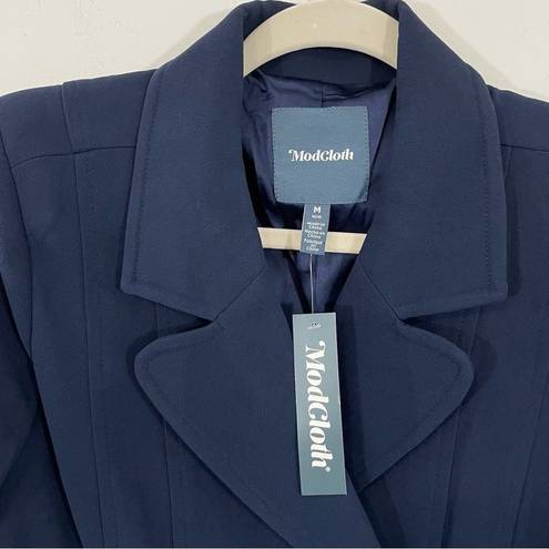 Modcloth NWT  Along for the Ride Navy Blue Crepe Coat Size MEDIUM