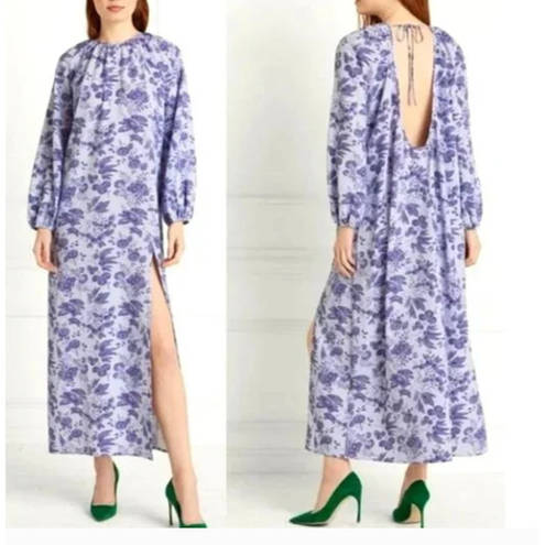 Hill House NWT  Allover Print High Slit Maxi Dress in Purple Floral